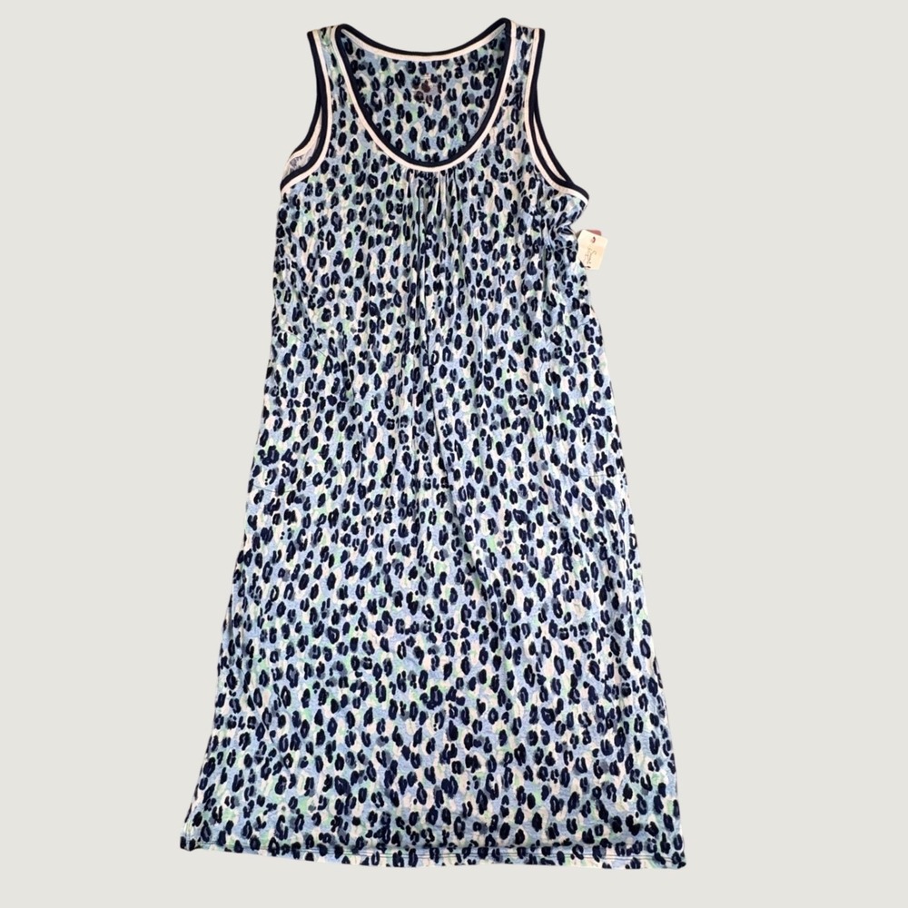 NEW Secret Treasures Nightgown Women XL Blue Leopard Print Sleep Dress LoungeNWT